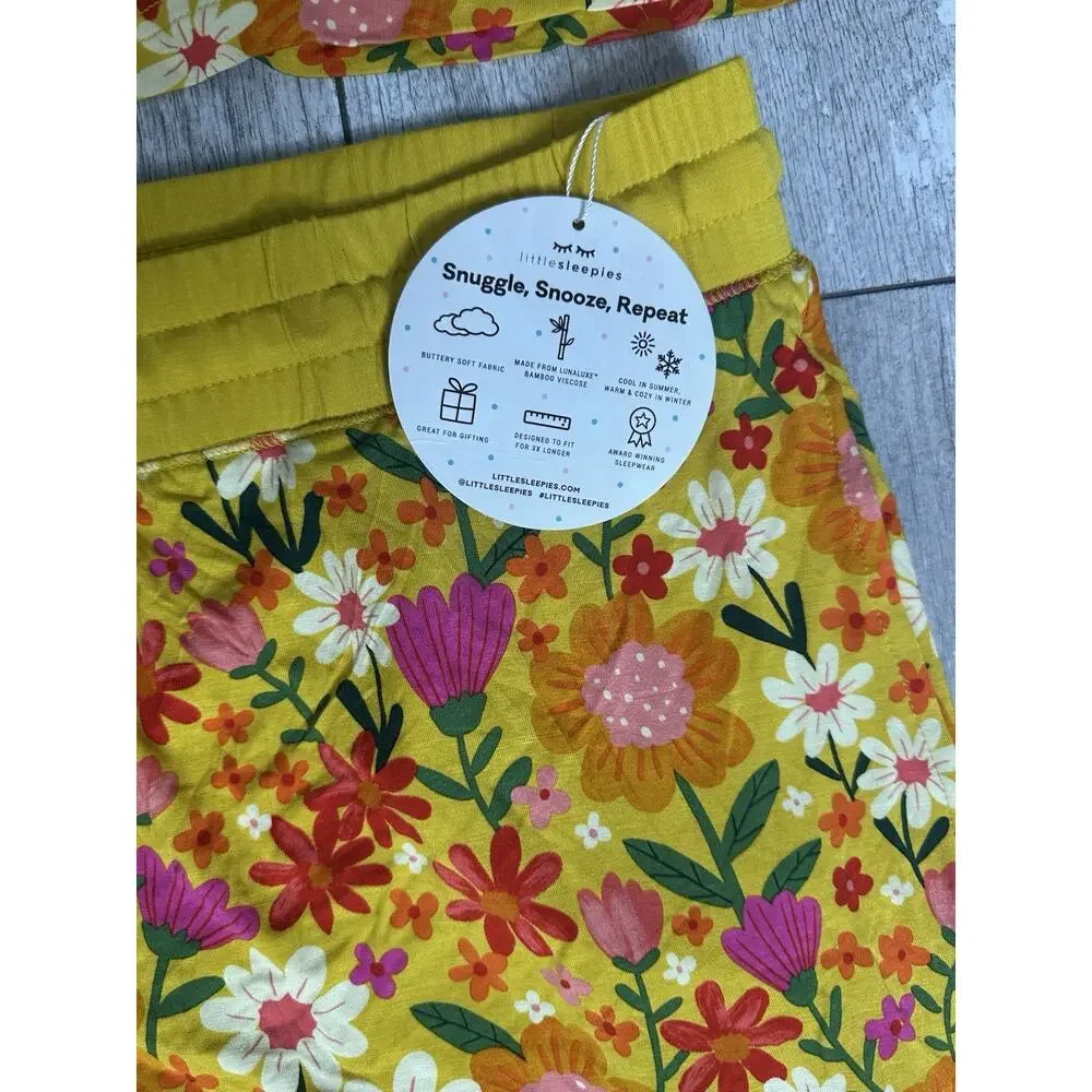 NWT Little Sleepies Sunny Garden Bamboo Pajama Set Women Pants Large Top Medium